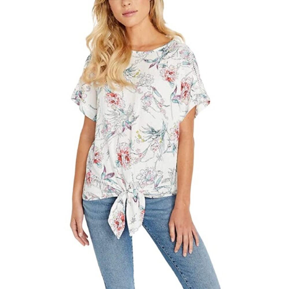 Buffalo 100% Viscose Short Sleeve Floral Blouse Size XL Cottage Garden Boho